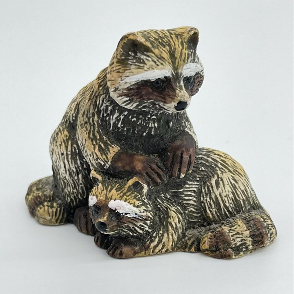 Vintage MCM Raccoon Mother Baby Made by Lipco Taiwan